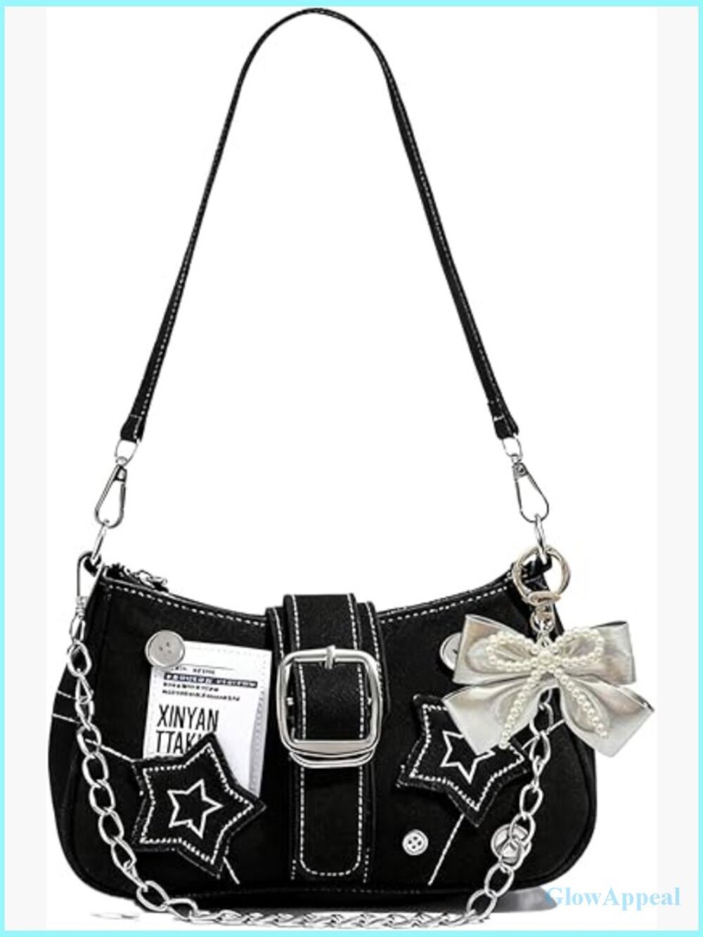 Y2K Shoulder Bag Grunge Star Pattern Distressed Vintage Style